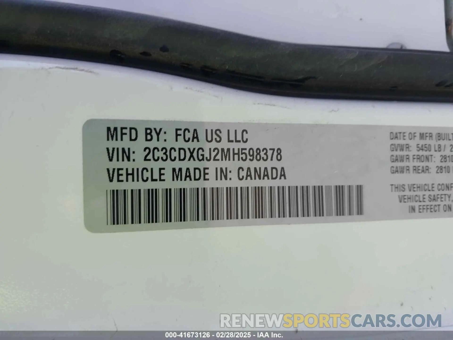 9 Фотография поврежденного автомобиля 2C3CDXGJ2MH598378 DODGE CHARGER 2021