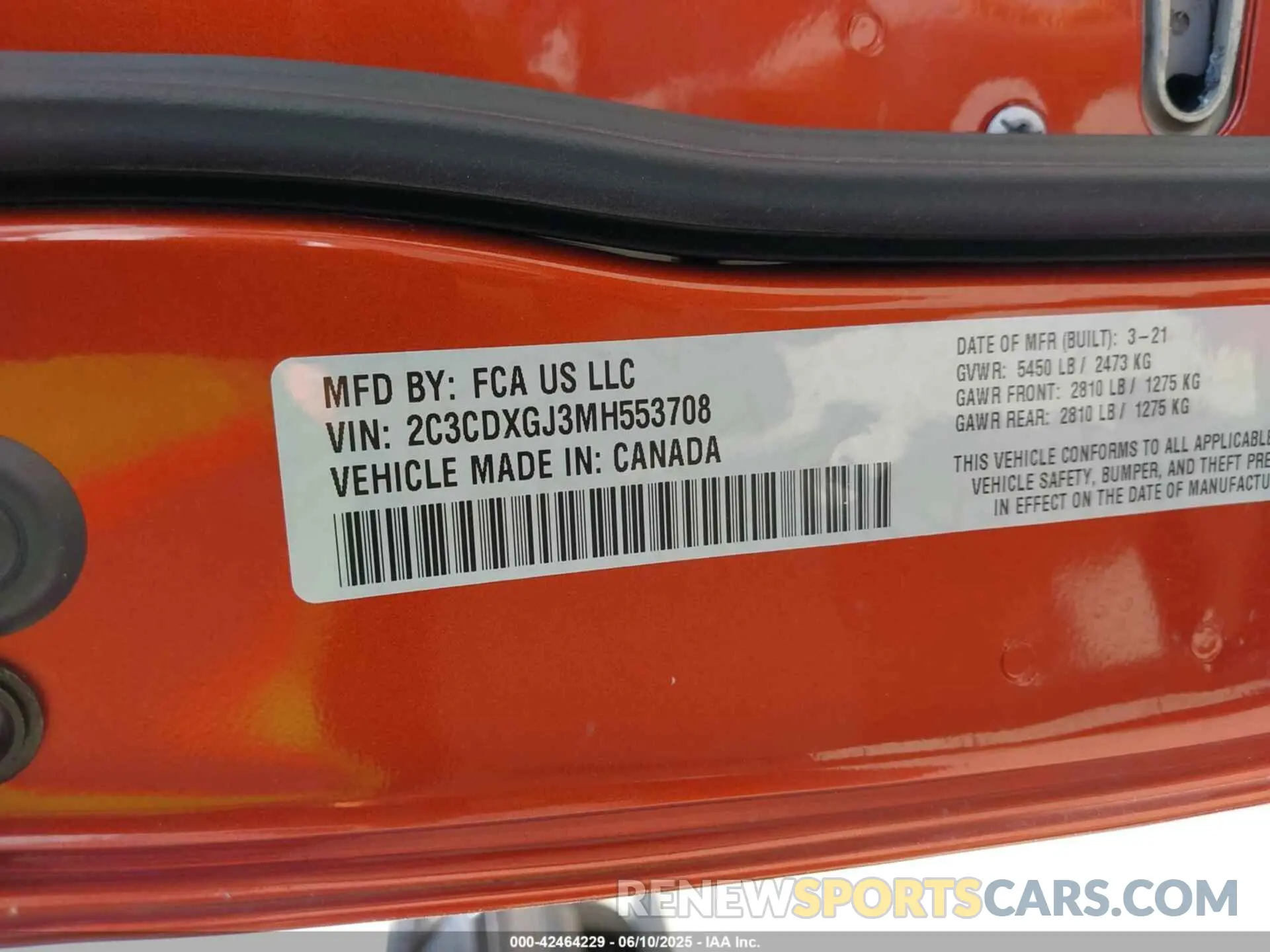 9 Фотография поврежденного автомобиля 2C3CDXGJ3MH553708 DODGE CHARGER 2021