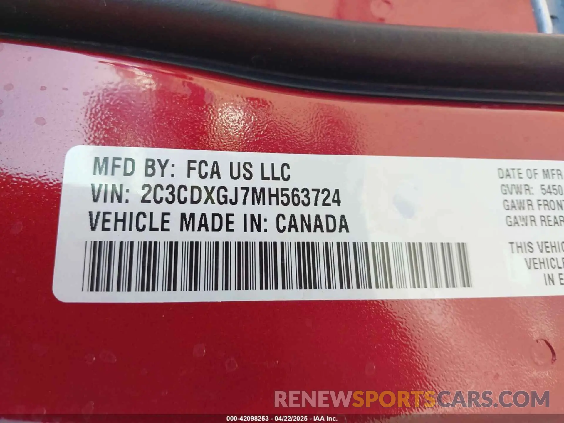 9 Фотография поврежденного автомобиля 2C3CDXGJ7MH563724 DODGE CHARGER 2021