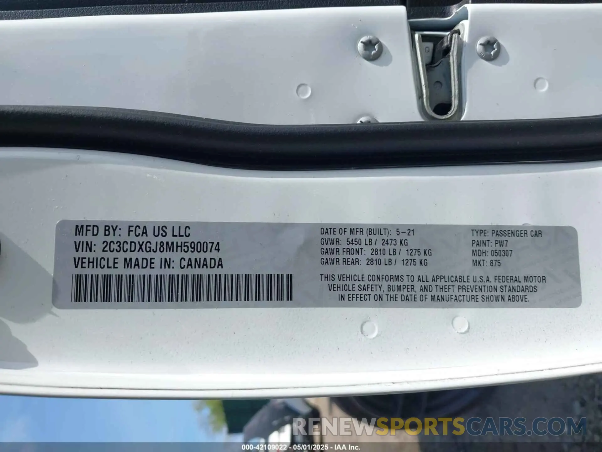 9 Фотография поврежденного автомобиля 2C3CDXGJ8MH590074 DODGE CHARGER 2021