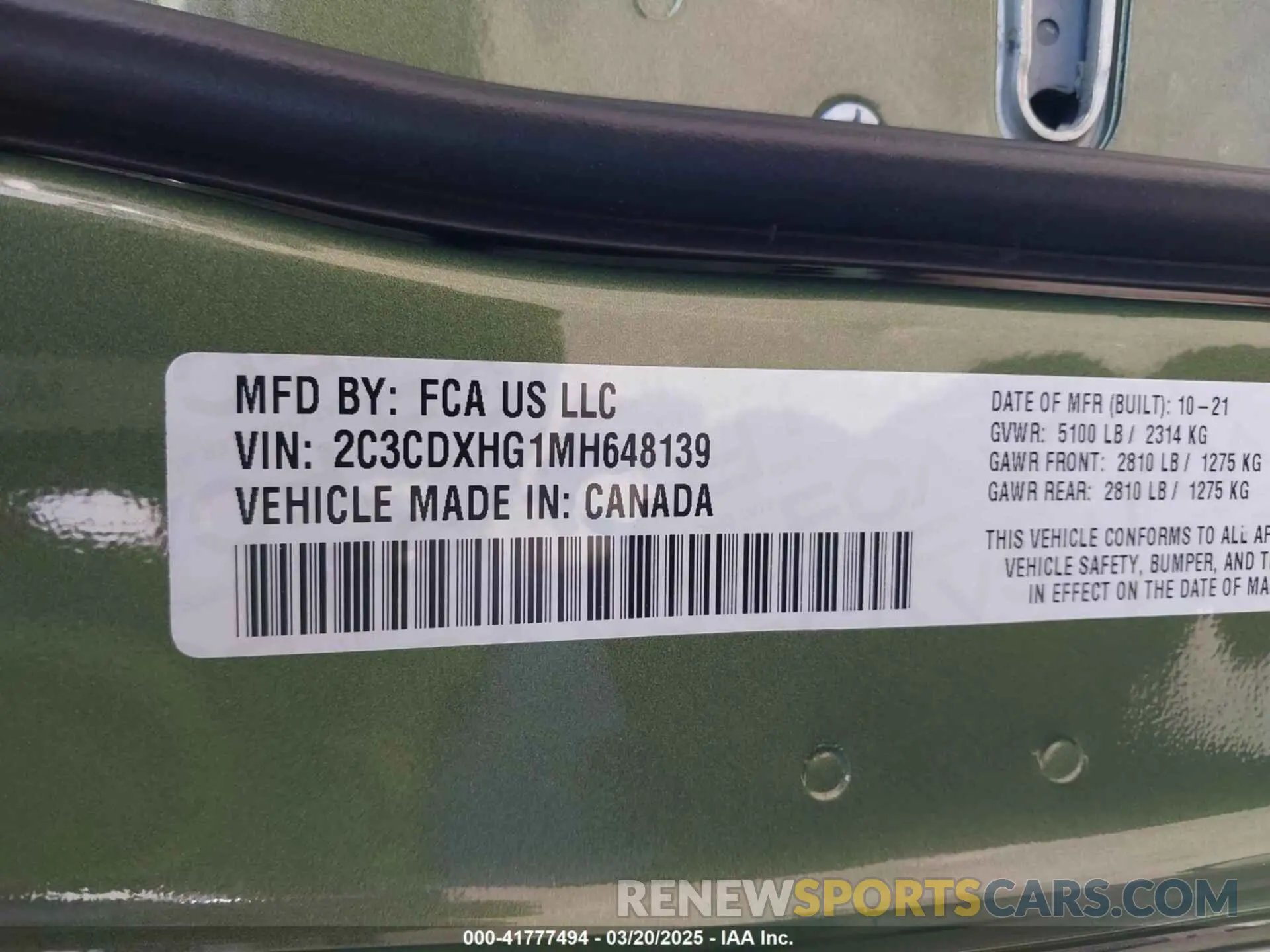 9 Фотография поврежденного автомобиля 2C3CDXHG1MH648139 DODGE CHARGER 2021