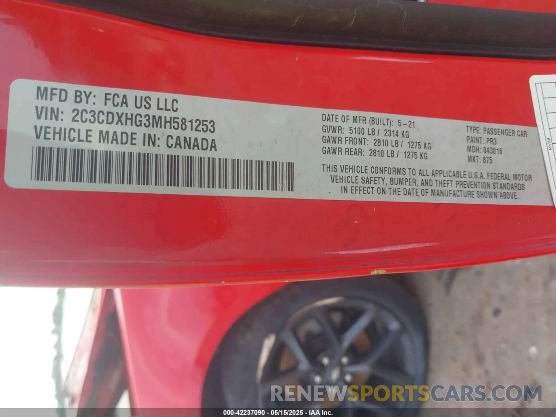 9 Фотография поврежденного автомобиля 2C3CDXHG3MH581253 DODGE CHARGER 2021