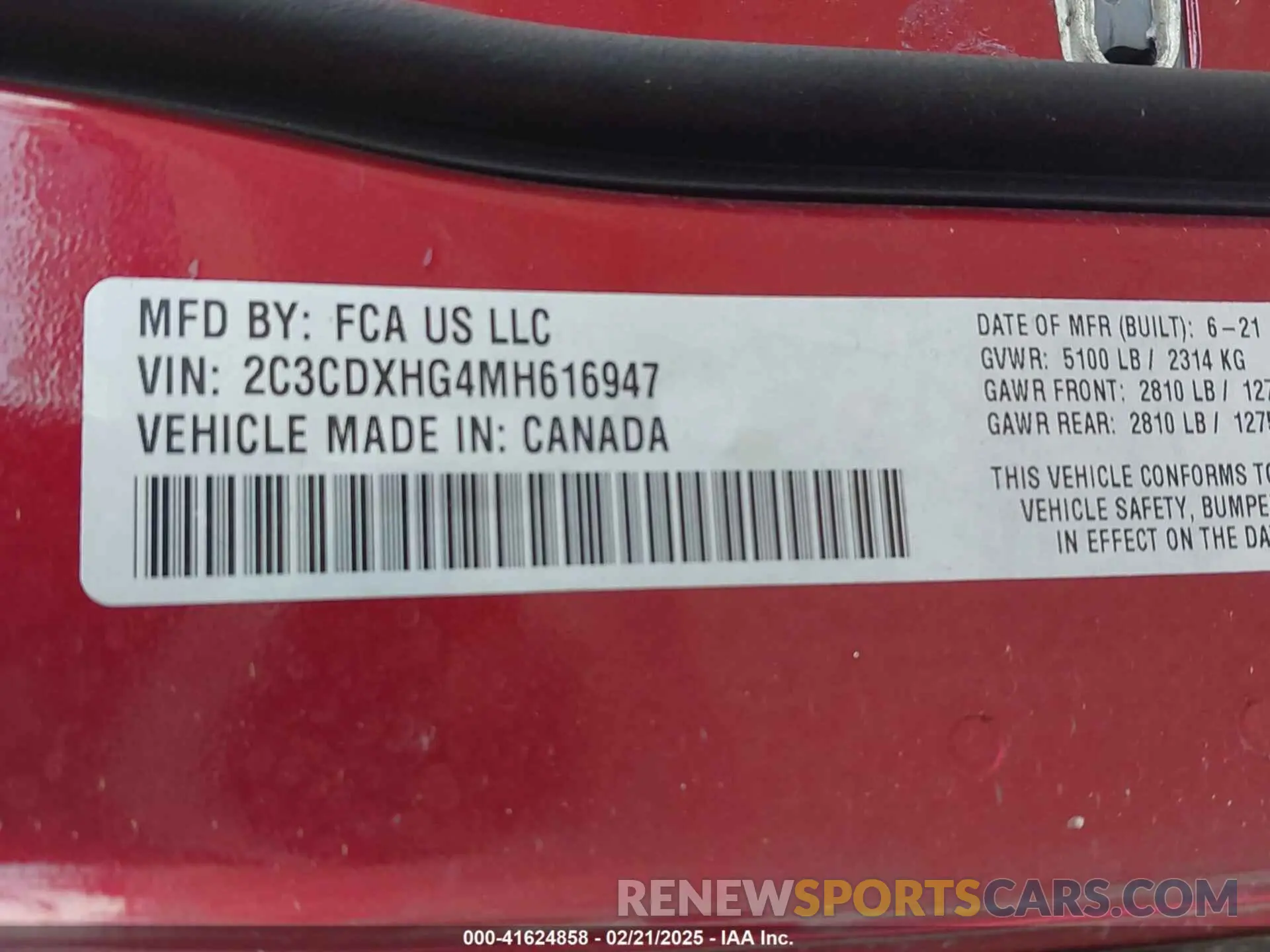 9 Фотография поврежденного автомобиля 2C3CDXHG4MH616947 DODGE CHARGER 2021
