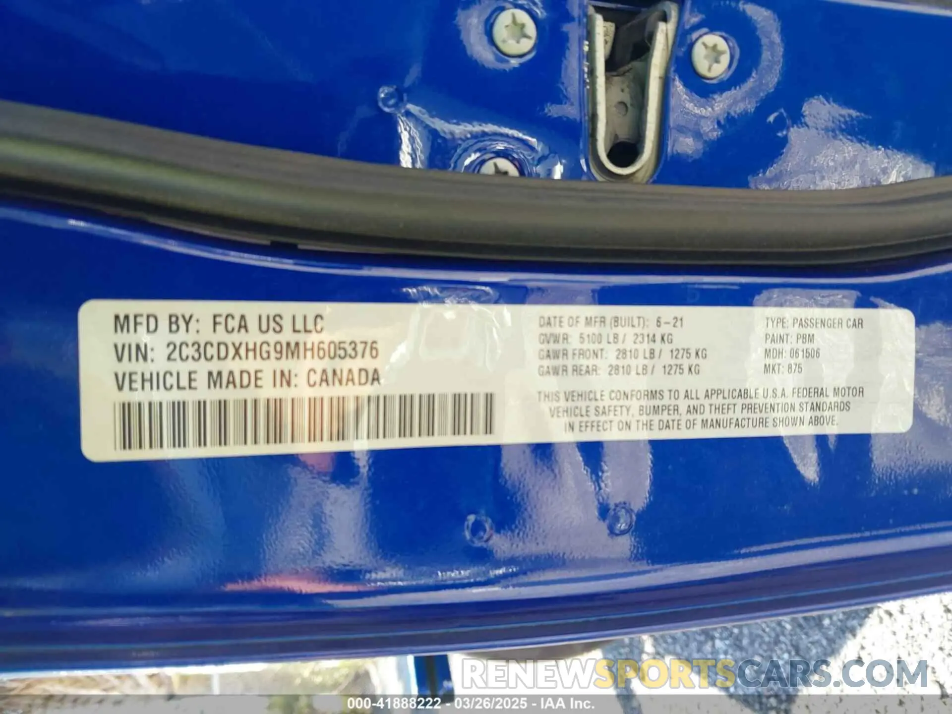 9 Фотография поврежденного автомобиля 2C3CDXHG9MH605376 DODGE CHARGER 2021