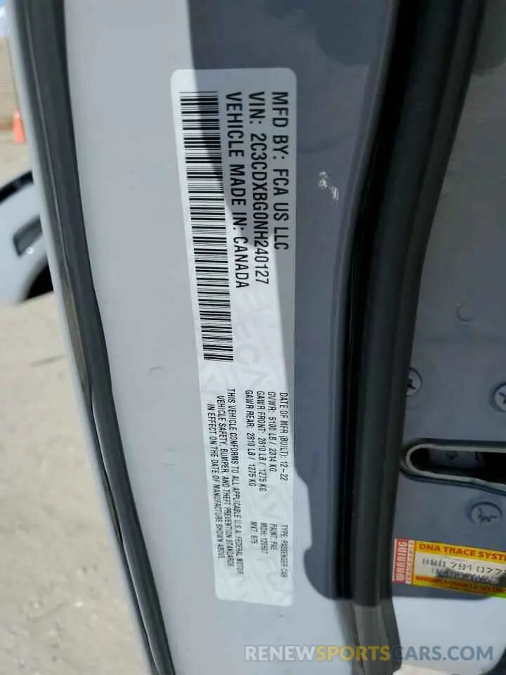 13 Photograph of a damaged car 2C3CDXBG0NH240127 DODGE CHARGER 2022