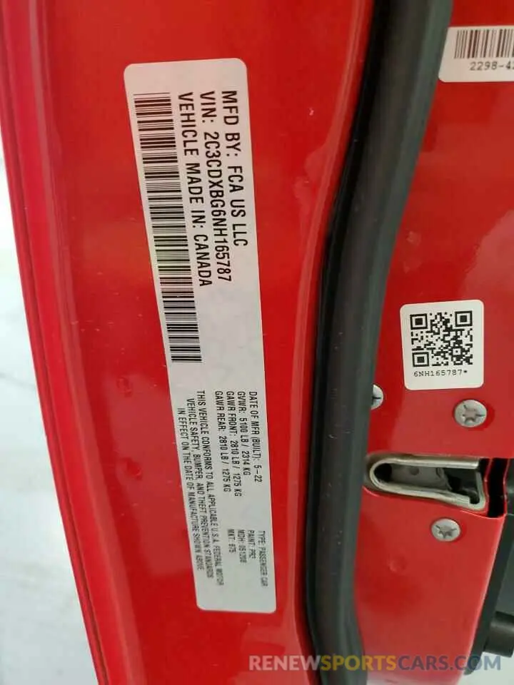 13 Photograph of a damaged car 2C3CDXBG6NH165787 DODGE CHARGER 2022