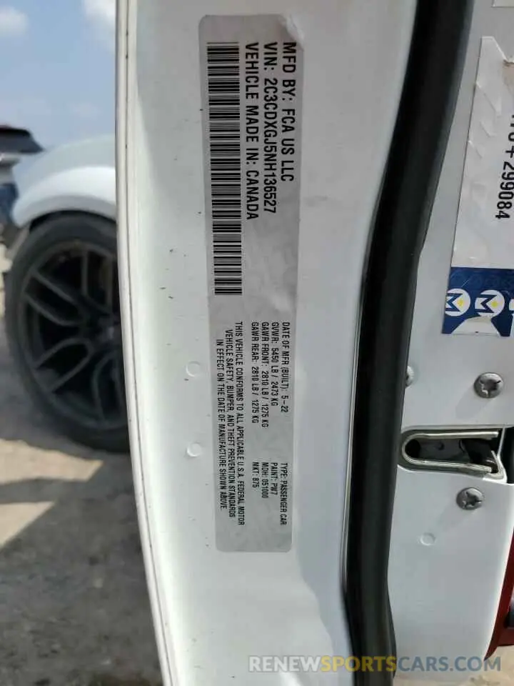 13 Фотография поврежденного автомобиля 2C3CDXGJ5NH136527 DODGE CHARGER 2022