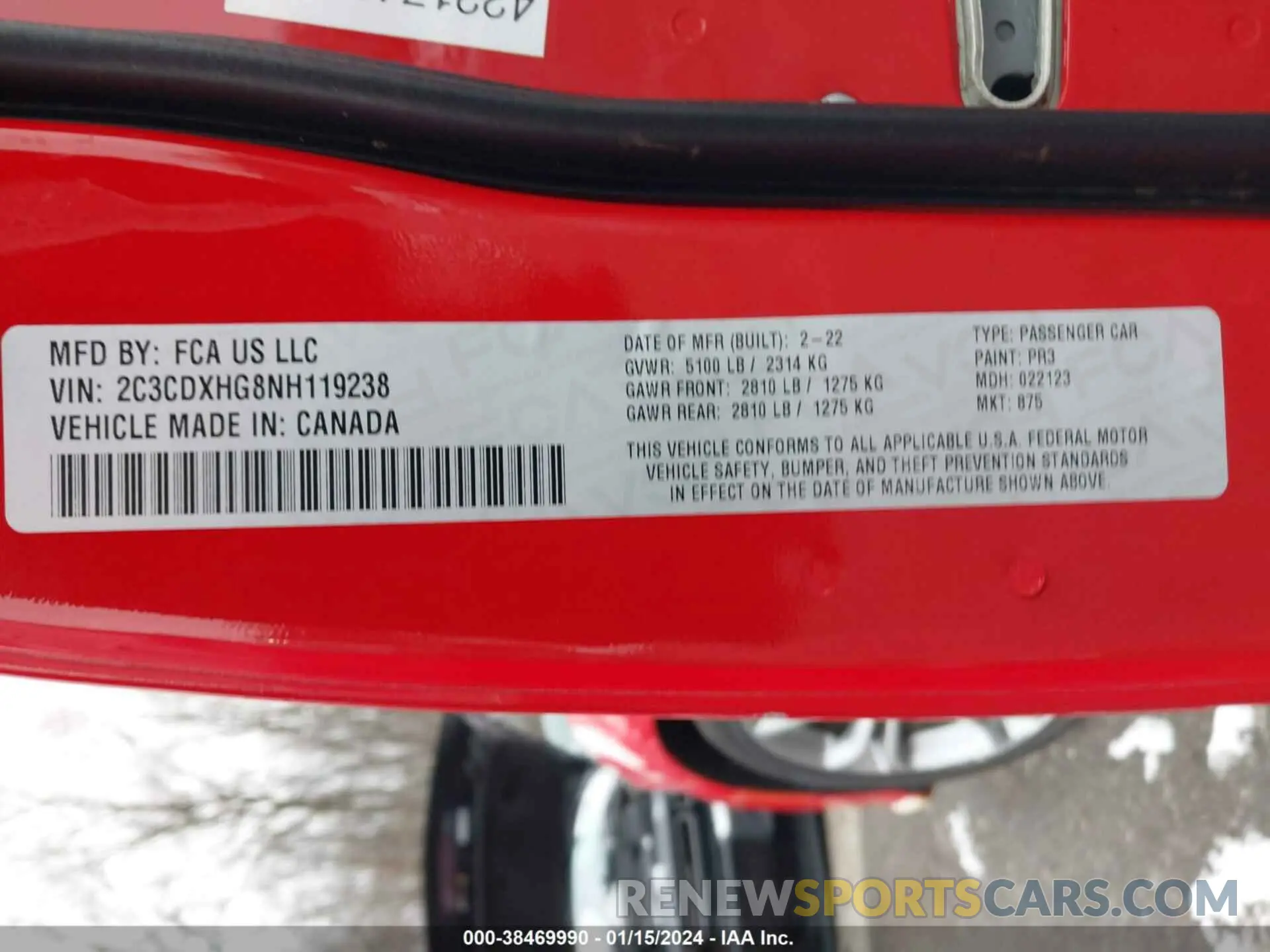 9 Фотография поврежденного автомобиля 2C3CDXHG8NH119238 DODGE CHARGER 2022