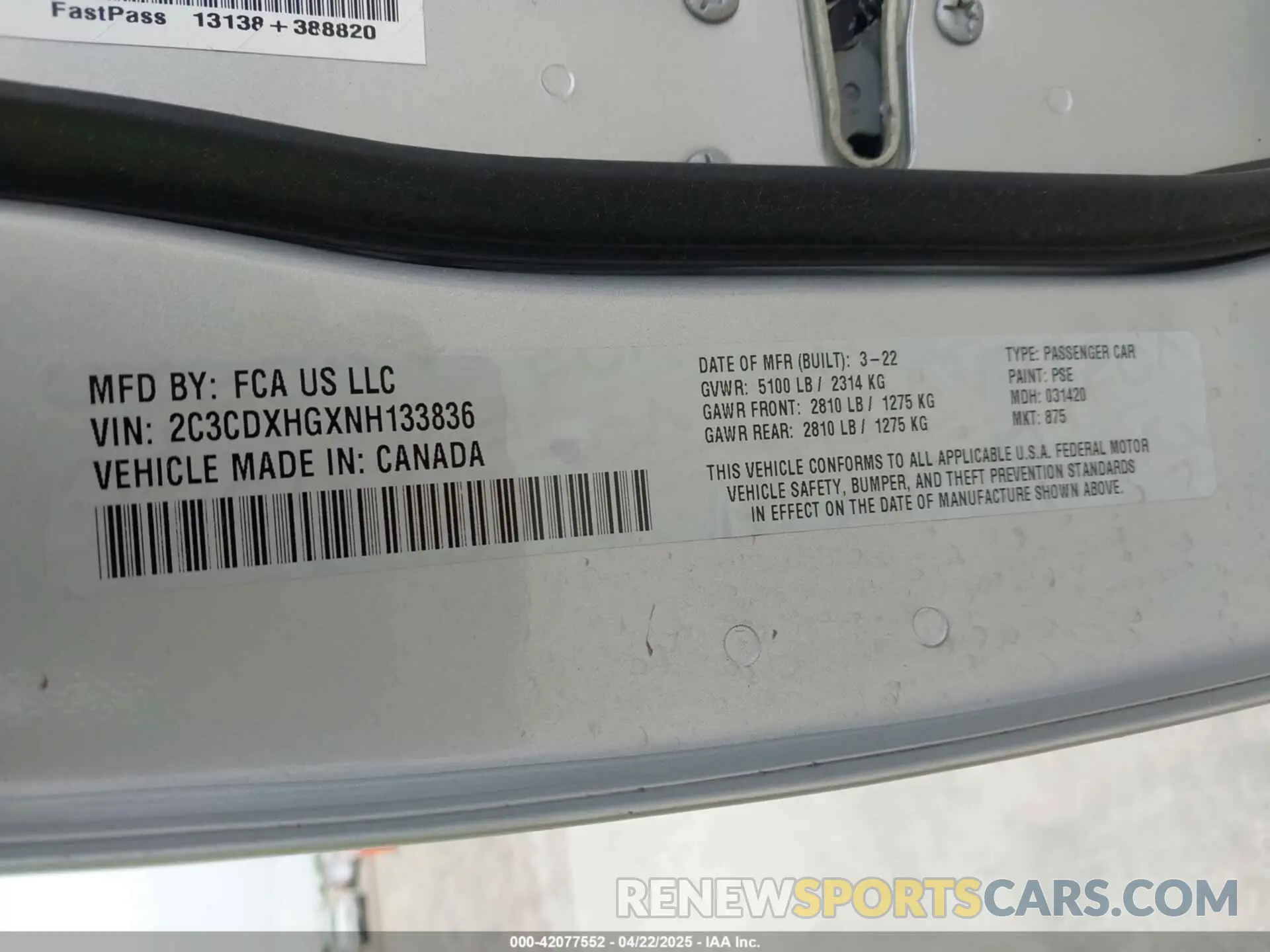 9 Фотография поврежденного автомобиля 2C3CDXHGXNH133836 DODGE CHARGER 2022