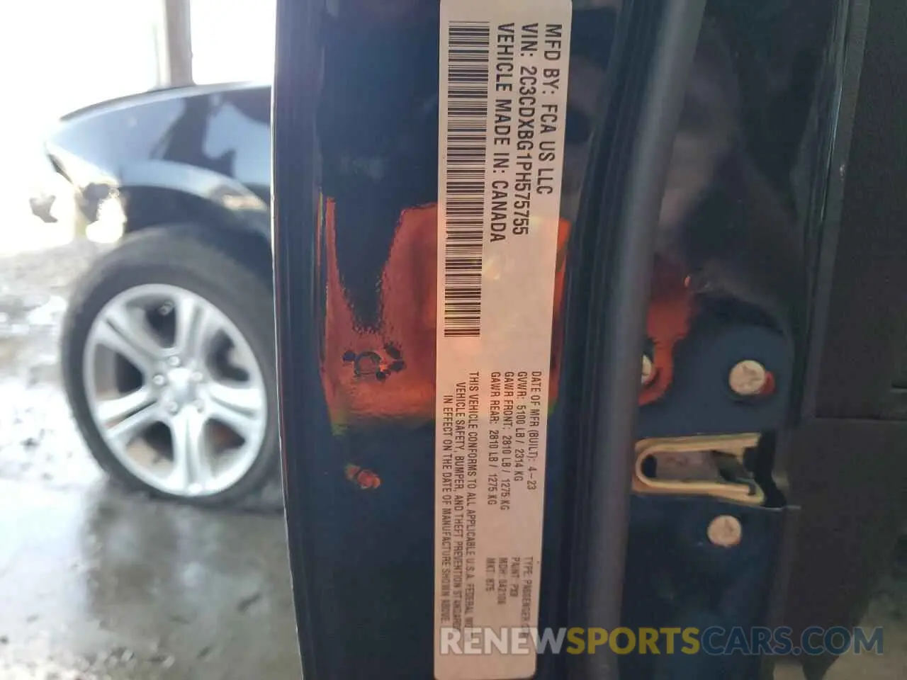 12 Photograph of a damaged car 2C3CDXBG1PH575755 DODGE CHARGER 2023