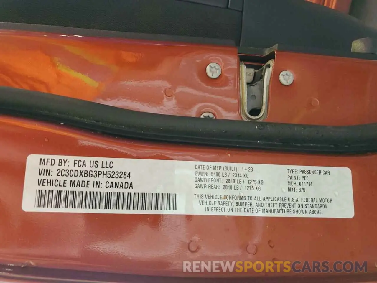 13 Фотография поврежденного автомобиля 2C3CDXBG3PH523284 DODGE CHARGER 2023
