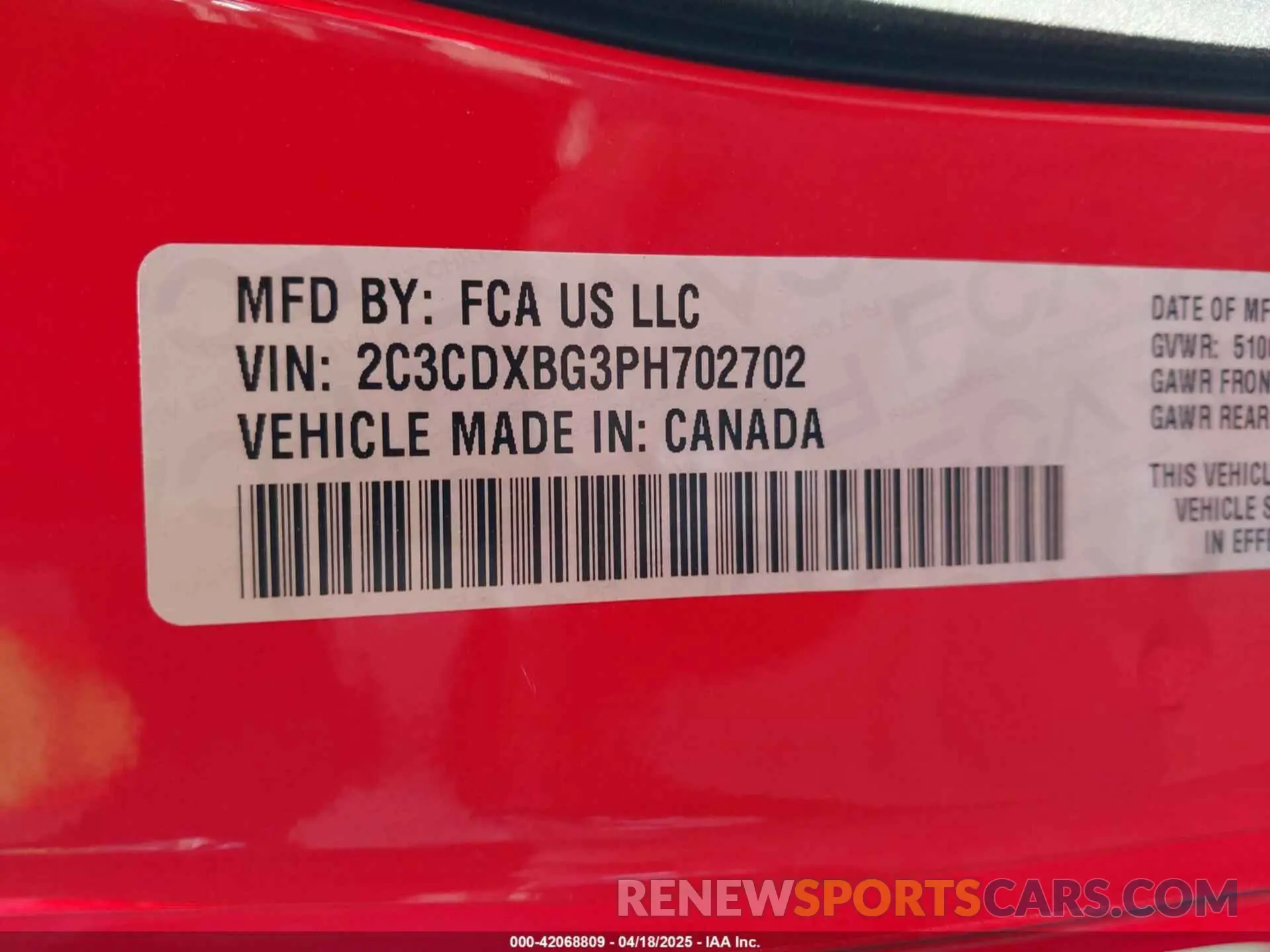 9 Фотография поврежденного автомобиля 2C3CDXBG3PH702702 DODGE CHARGER 2023