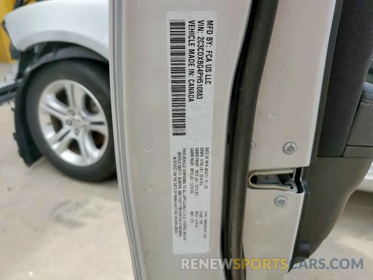 13 Фотография поврежденного автомобиля 2C3CDXBG4PH510883 DODGE CHARGER 2023