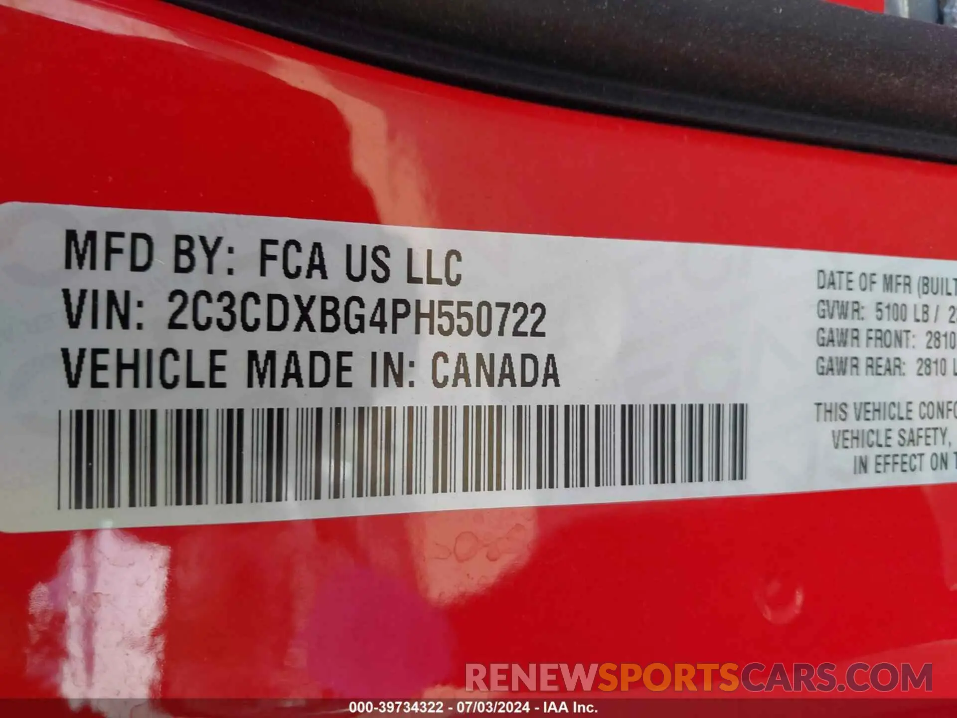 9 Фотография поврежденного автомобиля 2C3CDXBG4PH550722 DODGE CHARGER 2023