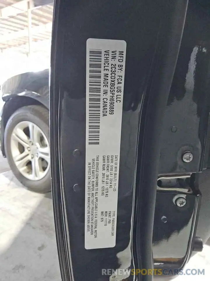 13 Фотография поврежденного автомобиля 2C3CDXBG5PH690889 DODGE CHARGER 2023