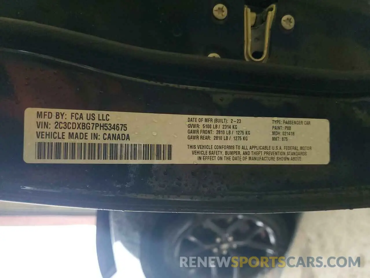 14 Фотография поврежденного автомобиля 2C3CDXBG7PH534675 DODGE CHARGER 2023
