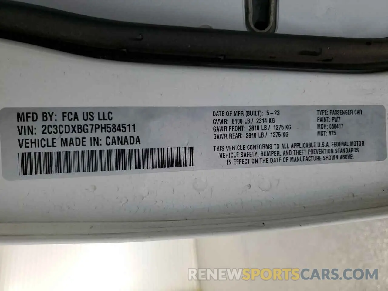 13 Фотография поврежденного автомобиля 2C3CDXBG7PH584511 DODGE CHARGER 2023