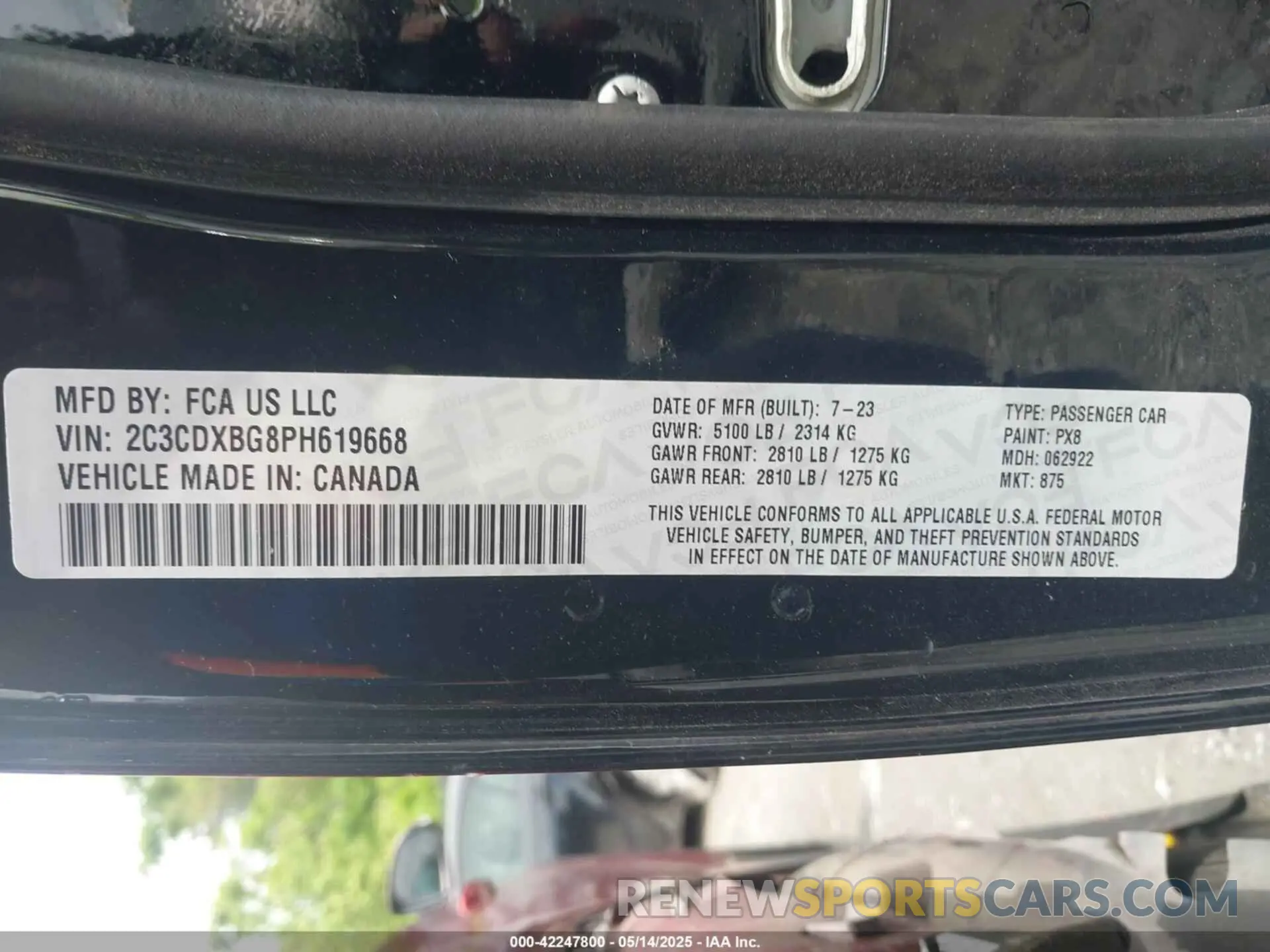 9 Photograph of a damaged car 2C3CDXBG8PH619668 DODGE CHARGER 2023