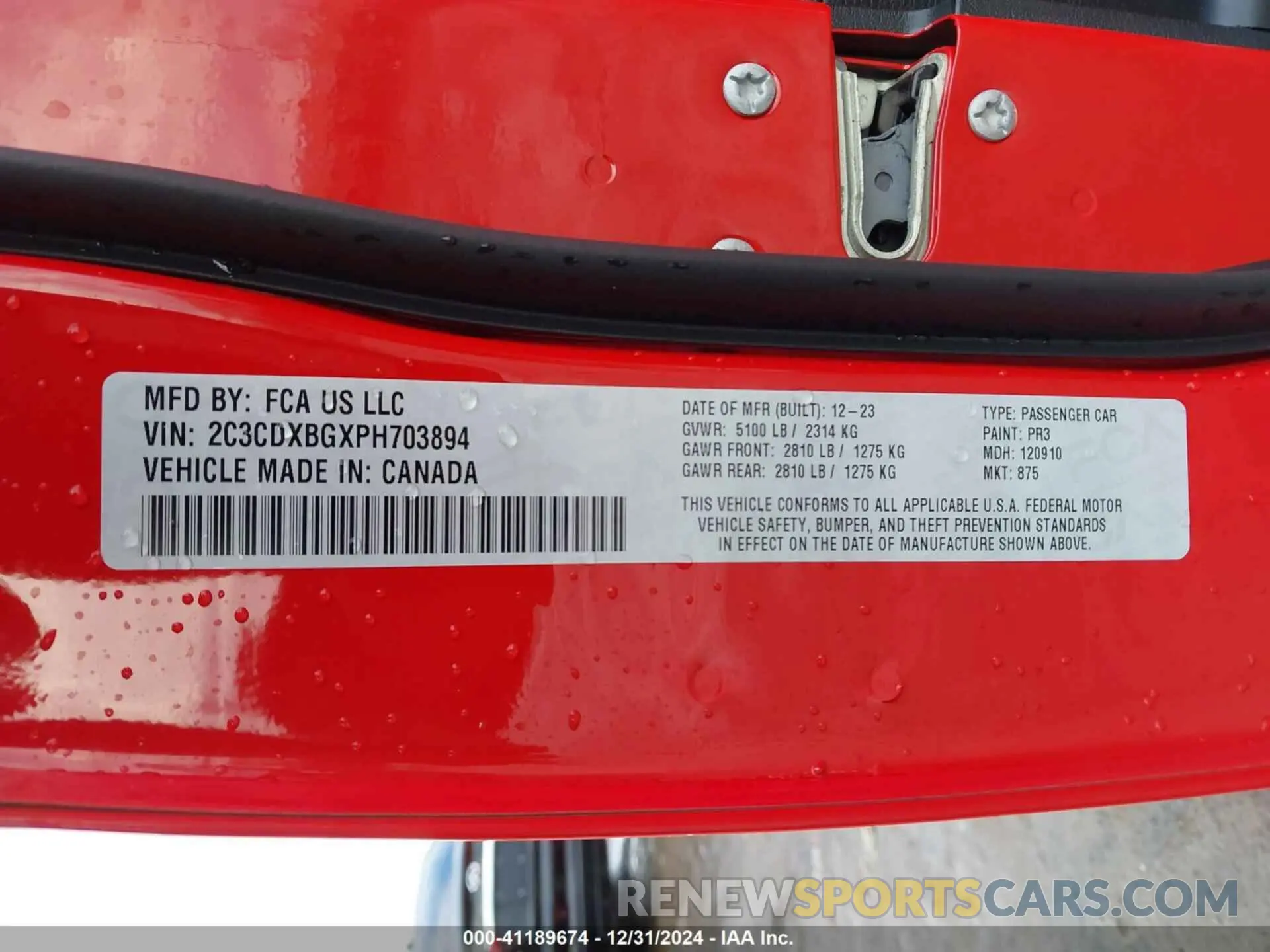 9 Photograph of a damaged car 2C3CDXBGXPH703894 DODGE CHARGER 2023
