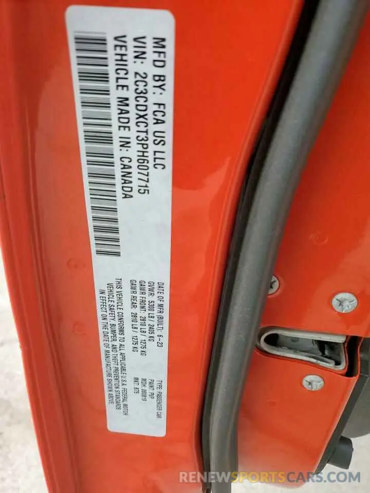 14 Фотография поврежденного автомобиля 2C3CDXCT3PH607715 DODGE CHARGER 2023