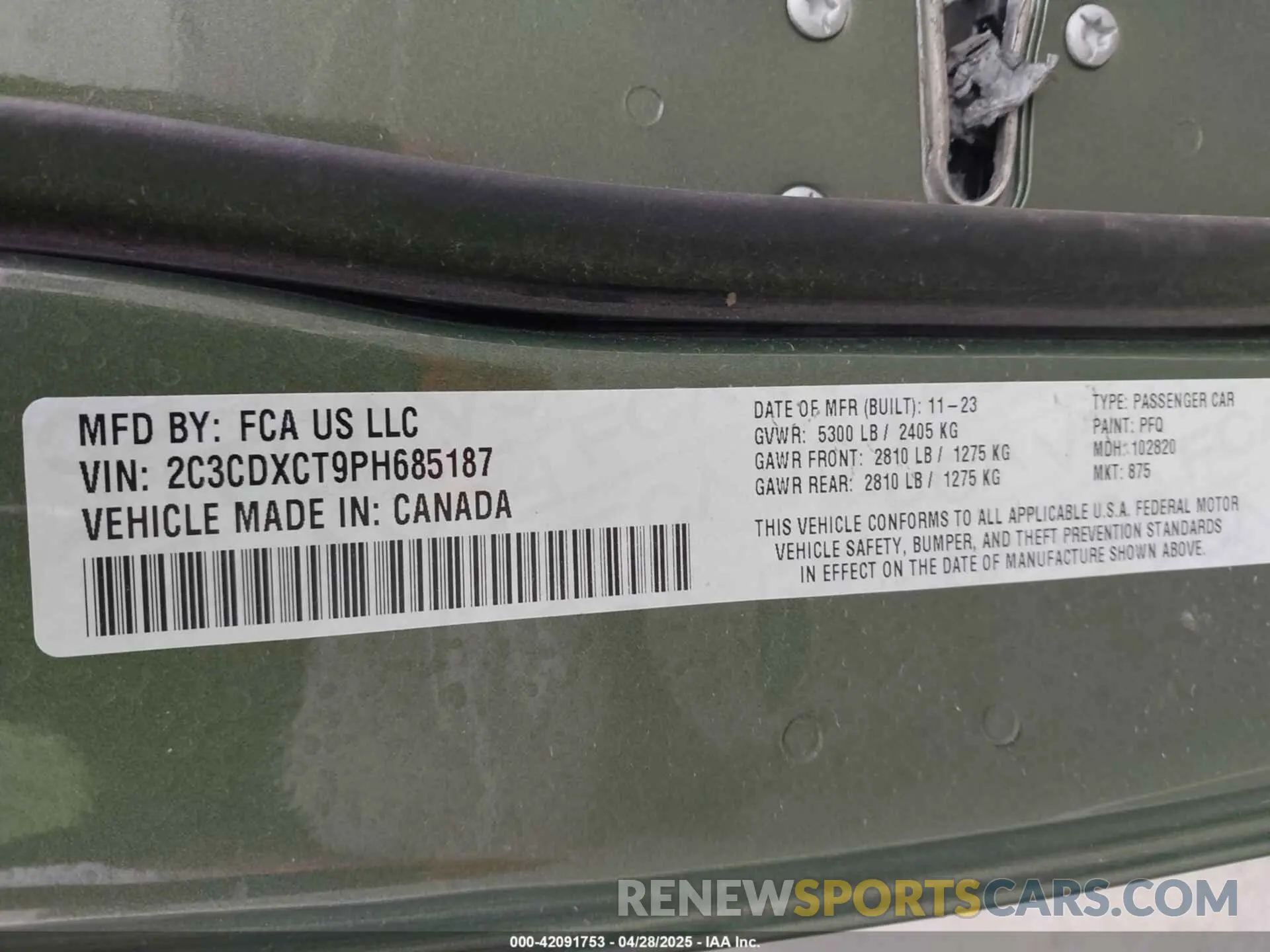 9 Фотография поврежденного автомобиля 2C3CDXCT9PH685187 DODGE CHARGER 2023