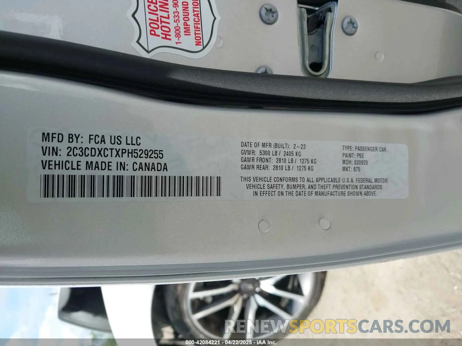 9 Фотография поврежденного автомобиля 2C3CDXCTXPH529255 DODGE CHARGER 2023