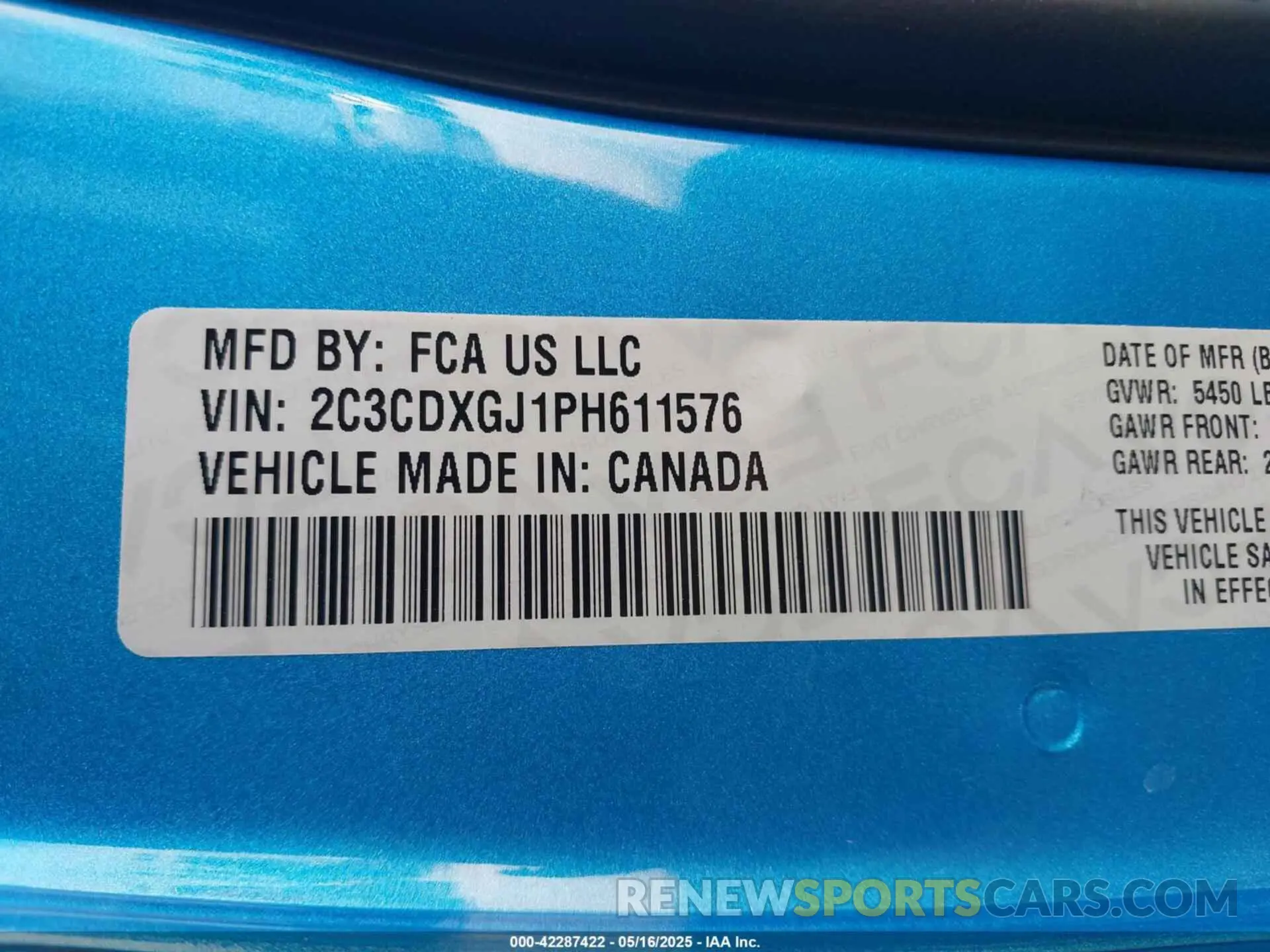 9 Фотография поврежденного автомобиля 2C3CDXGJ1PH611576 DODGE CHARGER 2023