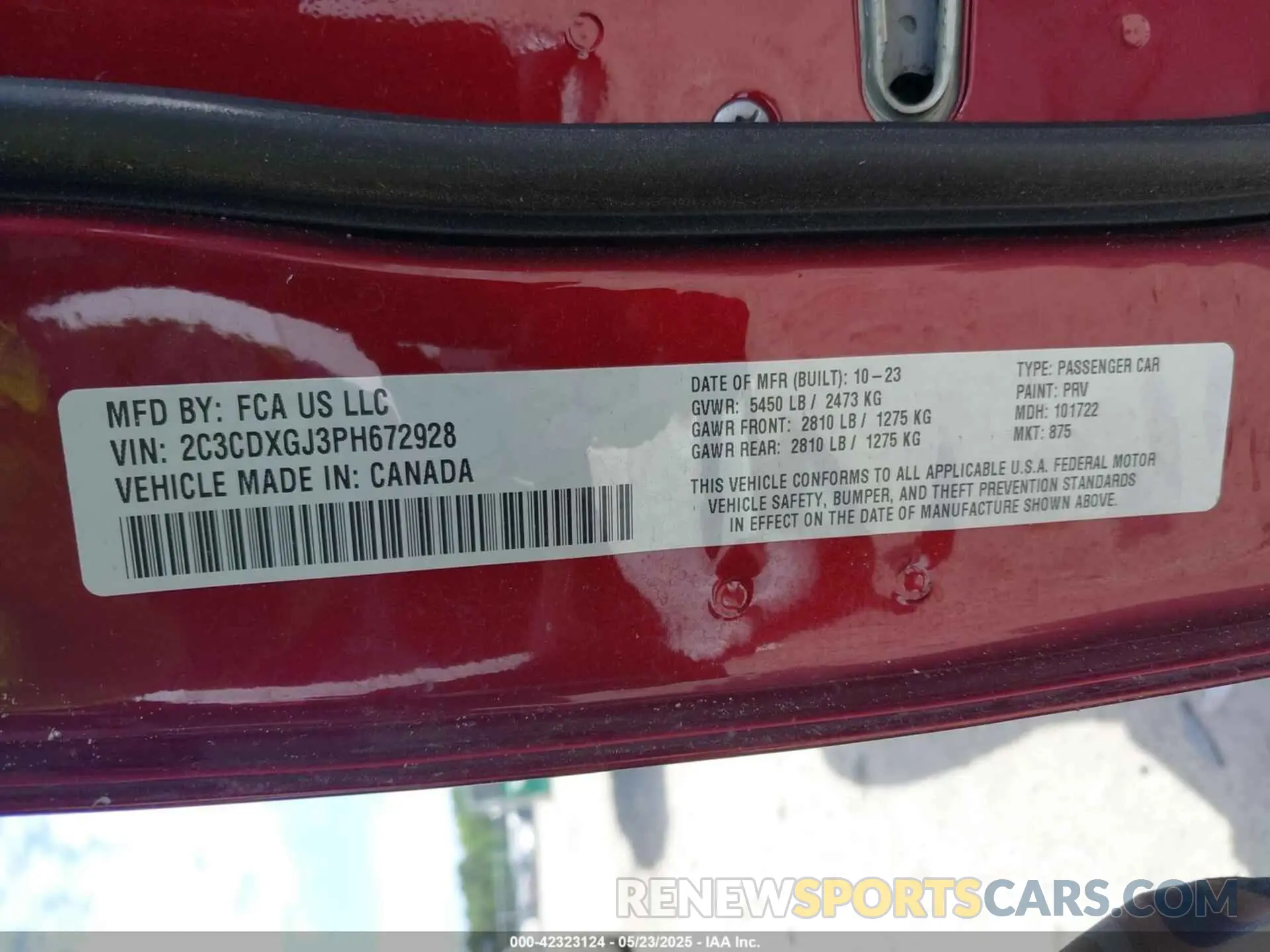 9 Photograph of a damaged car 2C3CDXGJ3PH672928 DODGE CHARGER 2023