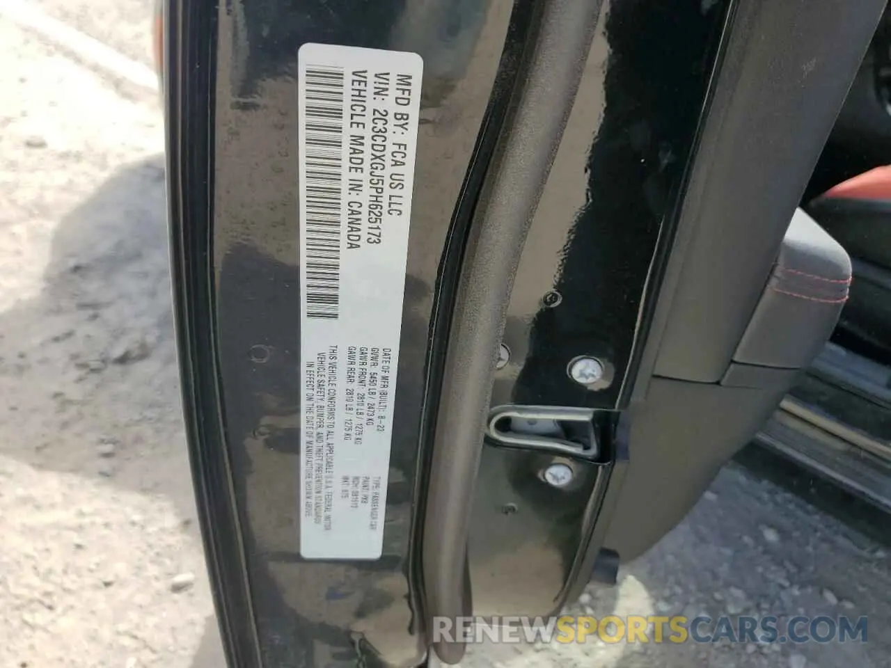 12 Фотография поврежденного автомобиля 2C3CDXGJ5PH625173 DODGE CHARGER 2023