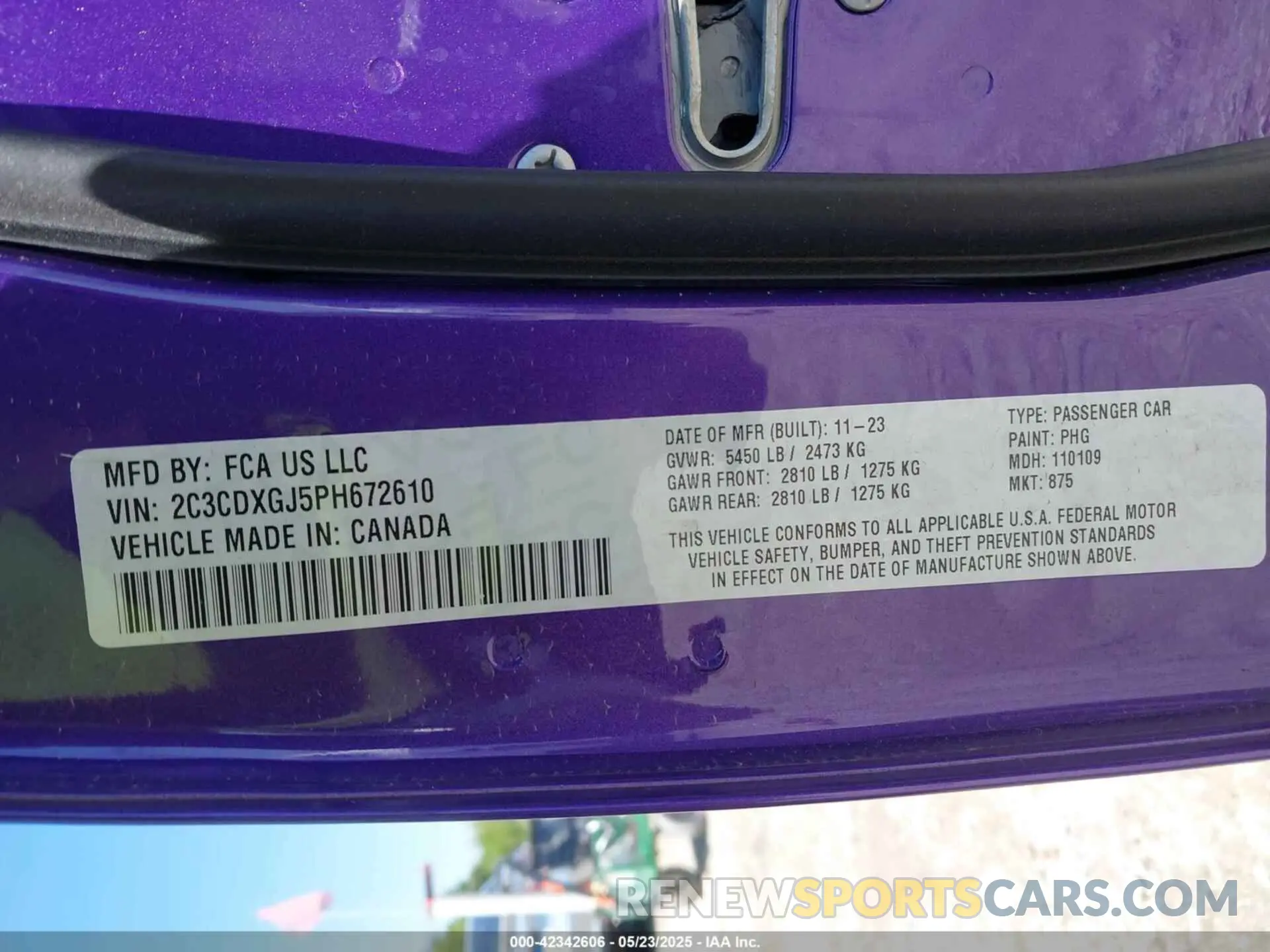 9 Photograph of a damaged car 2C3CDXGJ5PH672610 DODGE CHARGER 2023