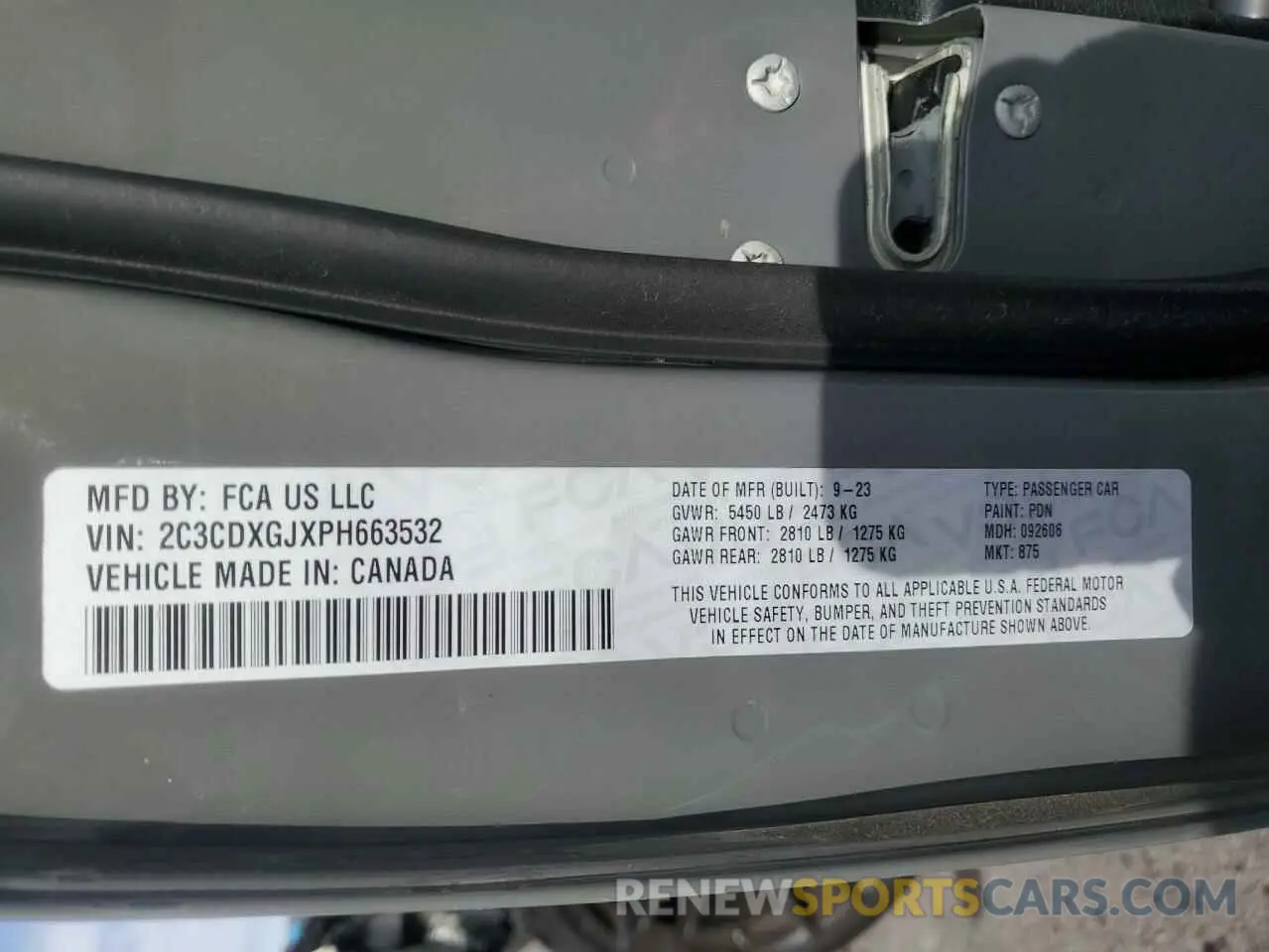 14 Фотография поврежденного автомобиля 2C3CDXGJXPH663532 DODGE CHARGER 2023