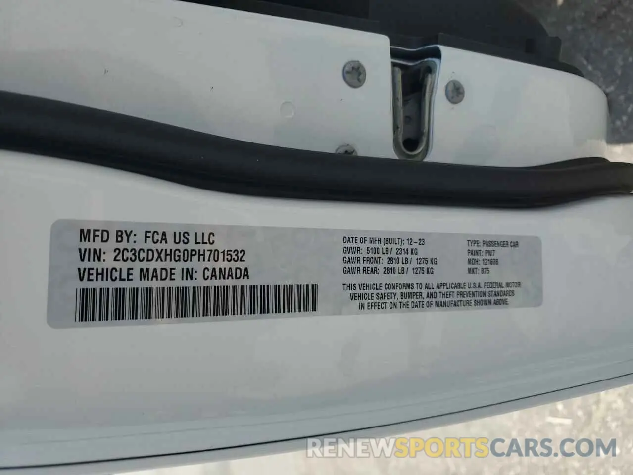 12 Photograph of a damaged car 2C3CDXHG0PH701532 DODGE CHARGER 2023