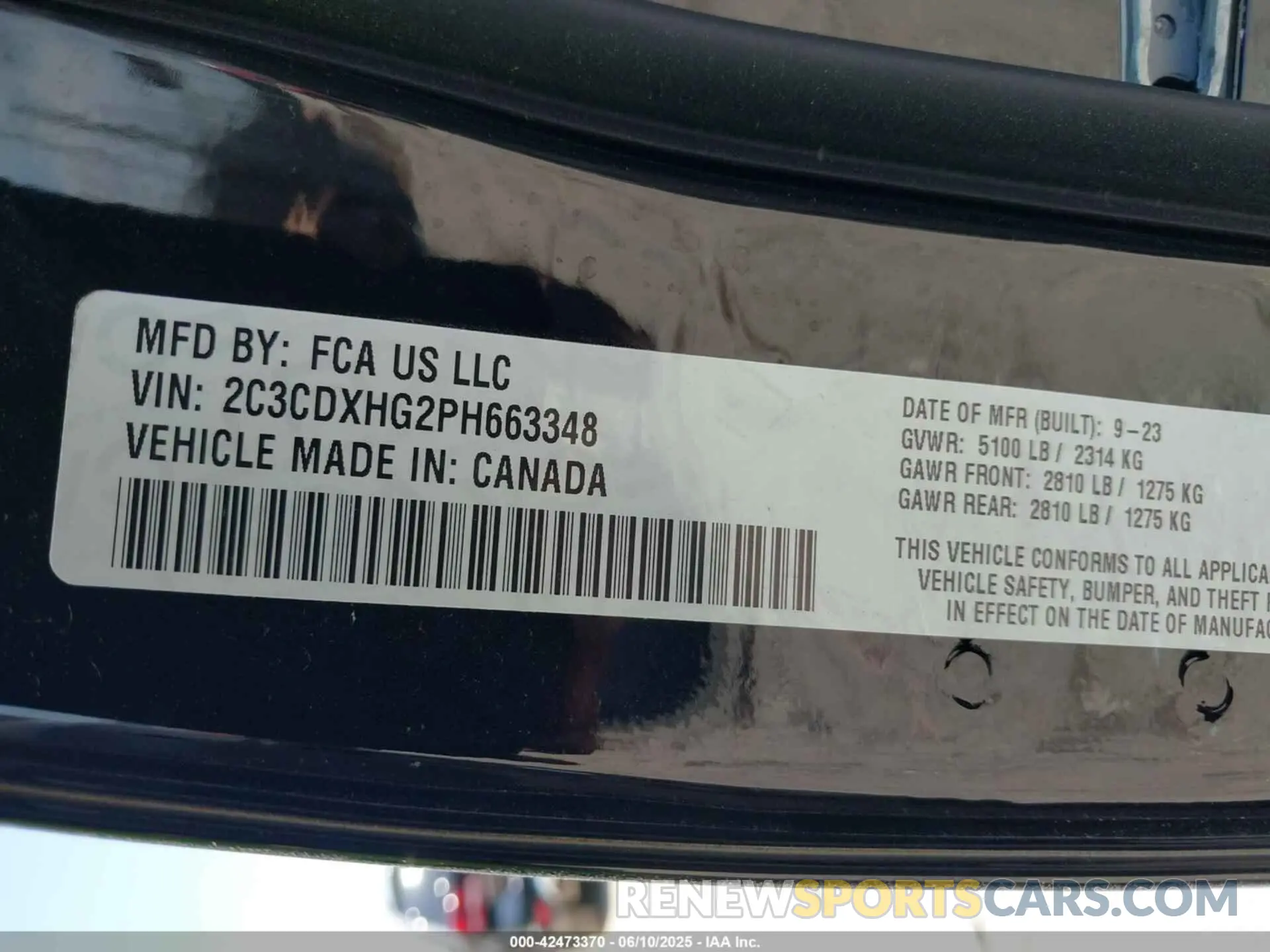 9 Фотография поврежденного автомобиля 2C3CDXHG2PH663348 DODGE CHARGER 2023