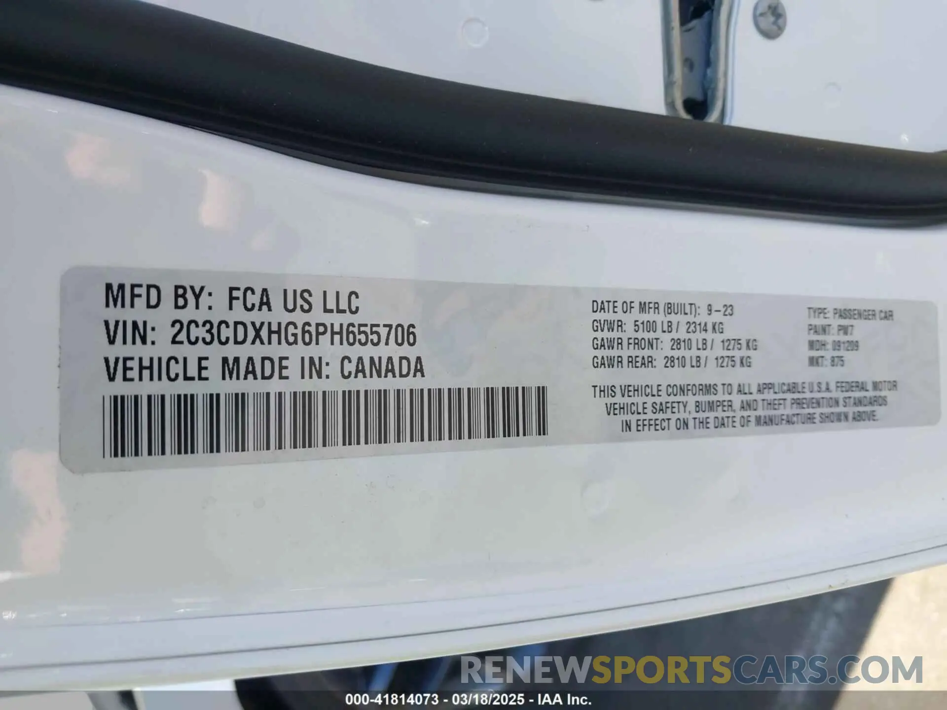 9 Фотография поврежденного автомобиля 2C3CDXHG6PH655706 DODGE CHARGER 2023