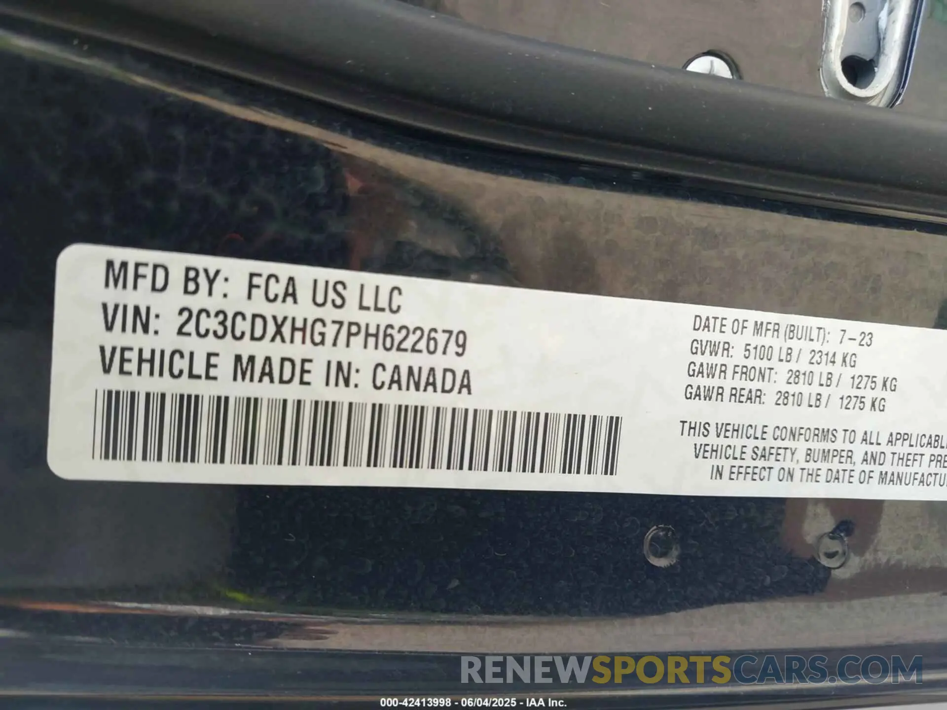 9 Photograph of a damaged car 2C3CDXHG7PH622679 DODGE CHARGER 2023