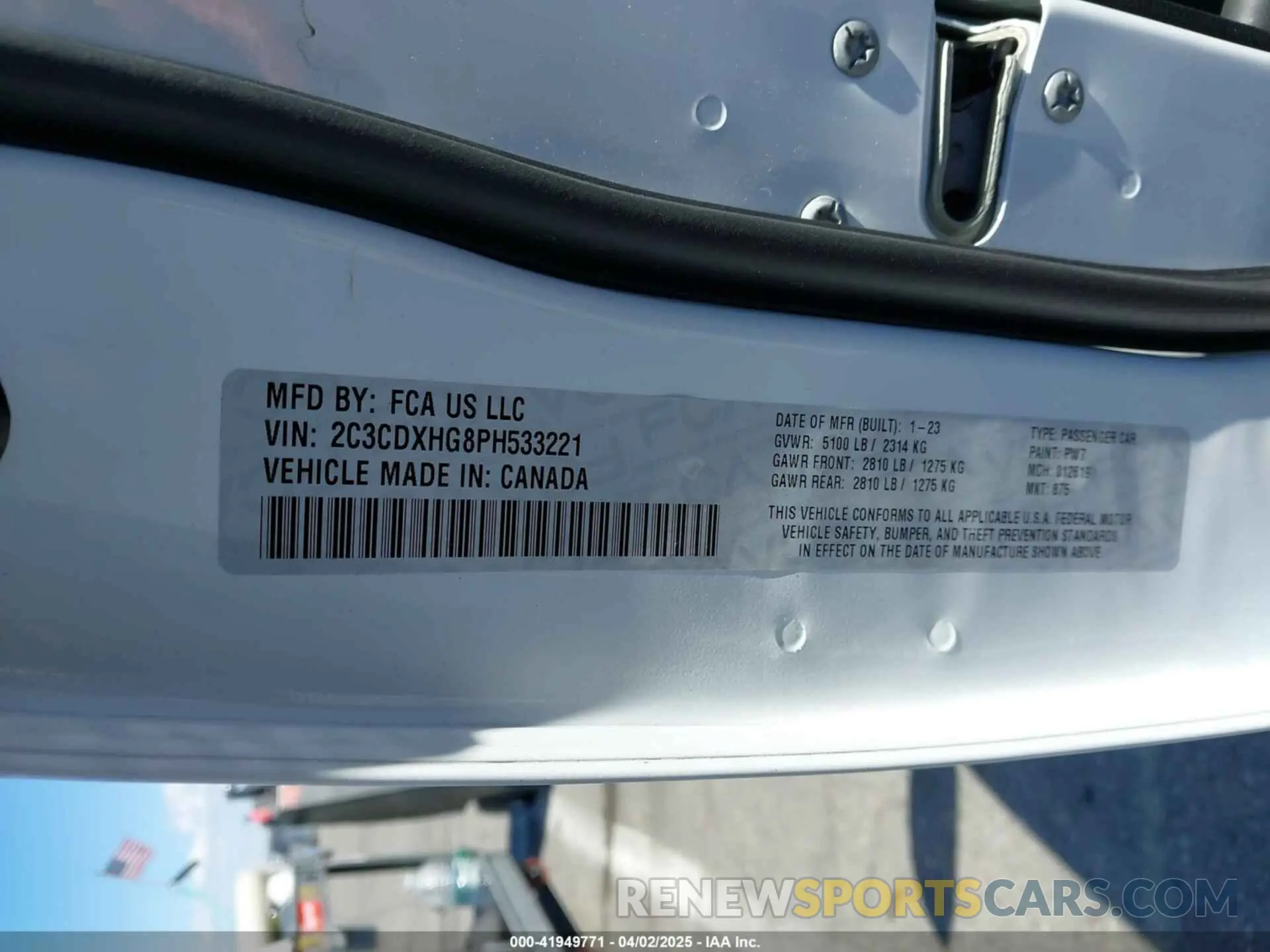 9 Фотография поврежденного автомобиля 2C3CDXHG8PH533221 DODGE CHARGER 2023