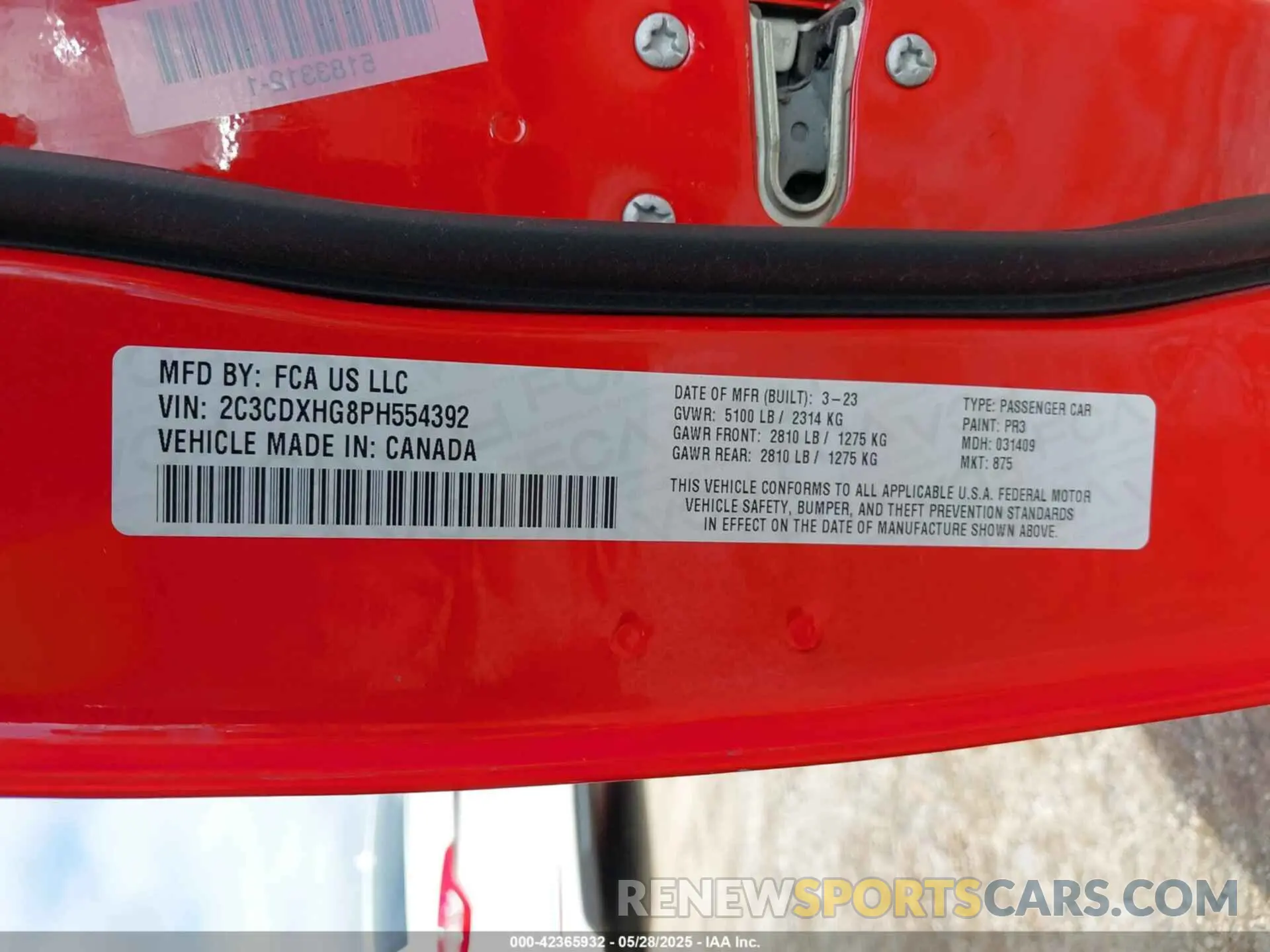 9 Фотография поврежденного автомобиля 2C3CDXHG8PH554392 DODGE CHARGER 2023