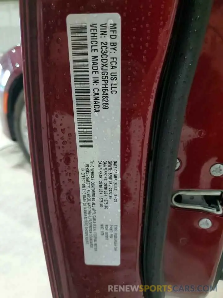 12 Photograph of a damaged car 2C3CDXJG5PH648269 DODGE CHARGER 2023