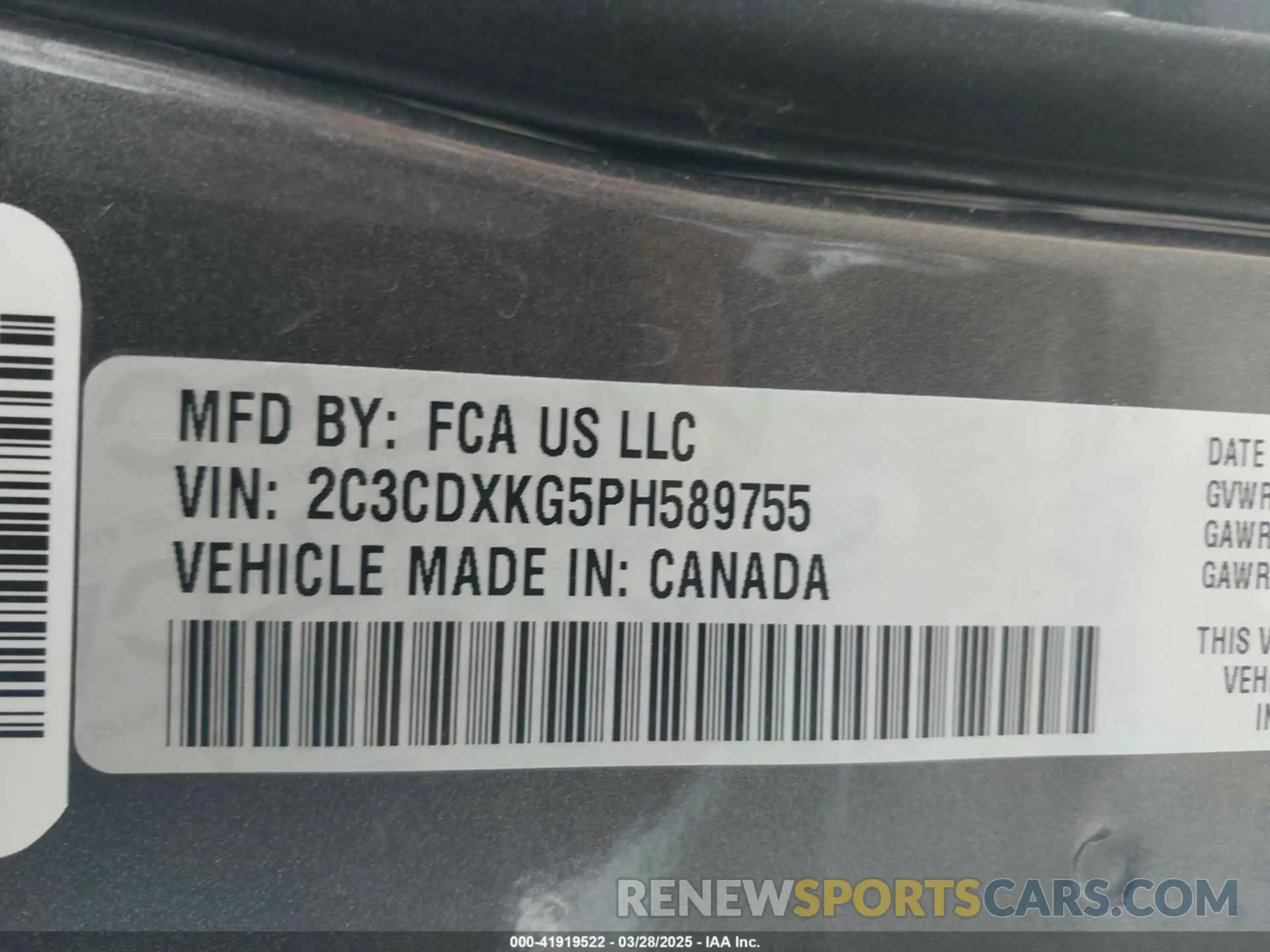 9 Фотография поврежденного автомобиля 2C3CDXKG5PH589755 DODGE CHARGER 2023