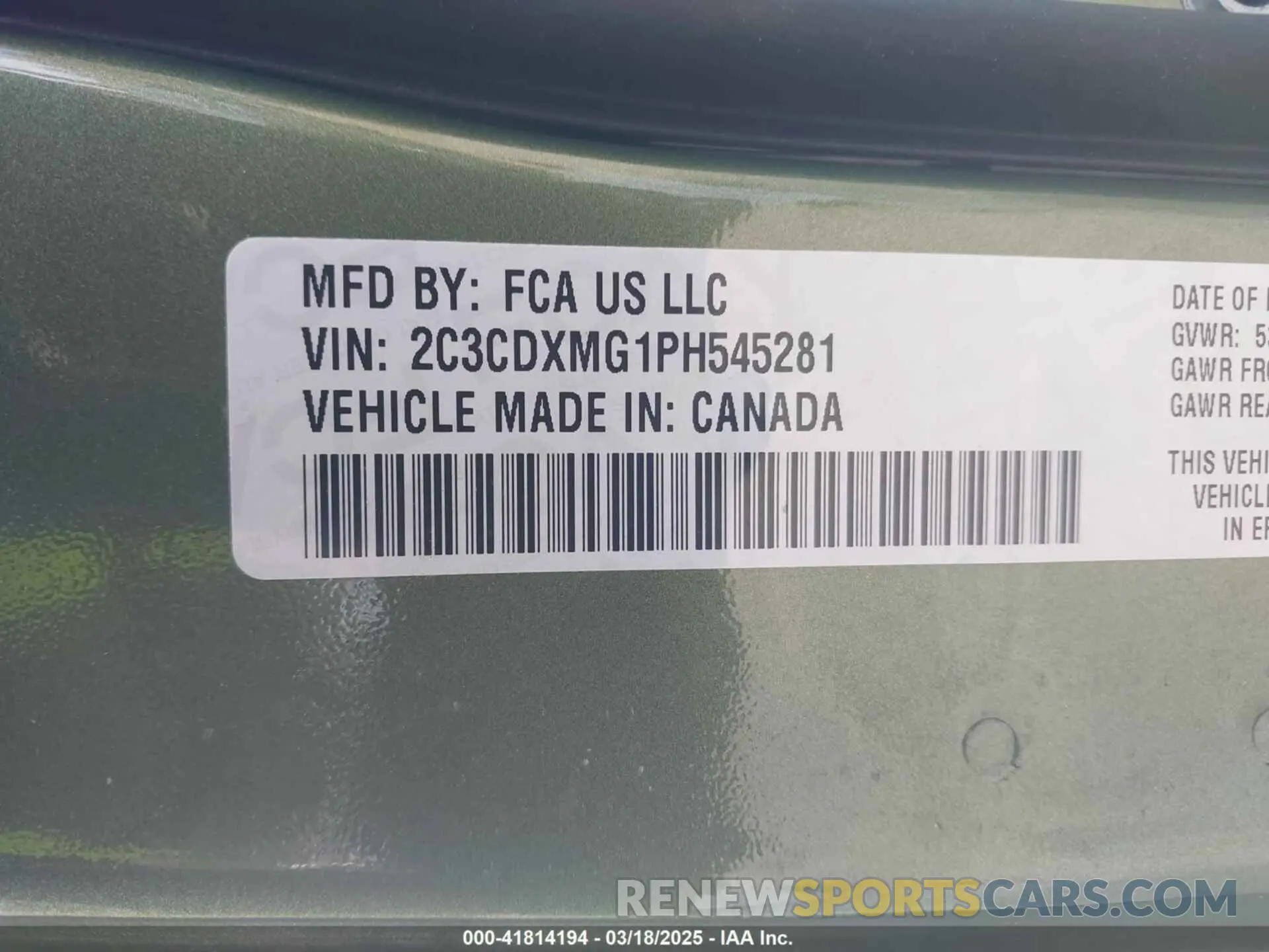 9 Фотография поврежденного автомобиля 2C3CDXMG1PH545281 DODGE CHARGER 2023