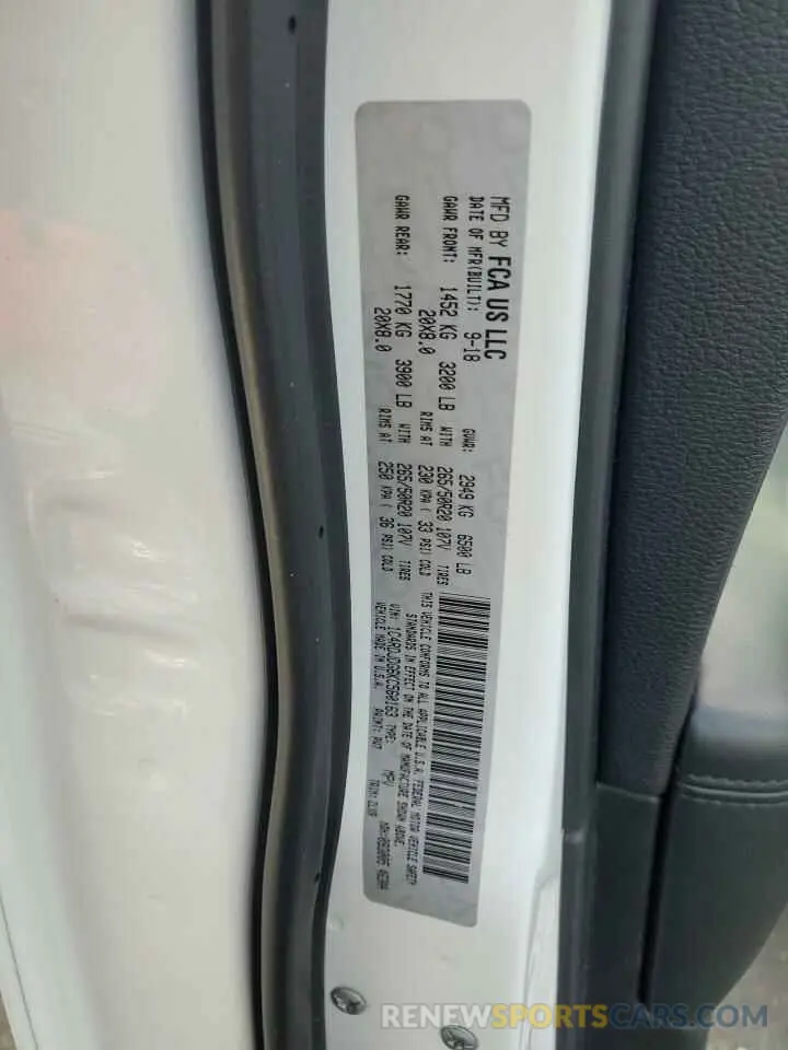 13 Photograph of a damaged car 1C4RDJDG6KC560163 DODGE DURANGO 2019
