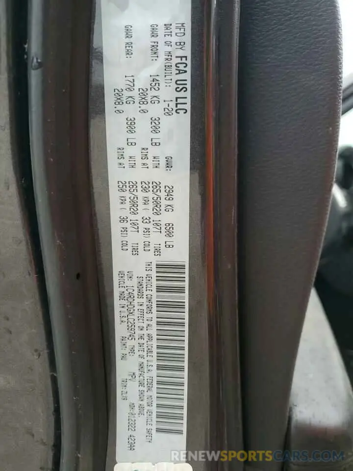 14 Фотография поврежденного автомобиля 1C4RDHDGXLC259745 DODGE DURANGO 2020