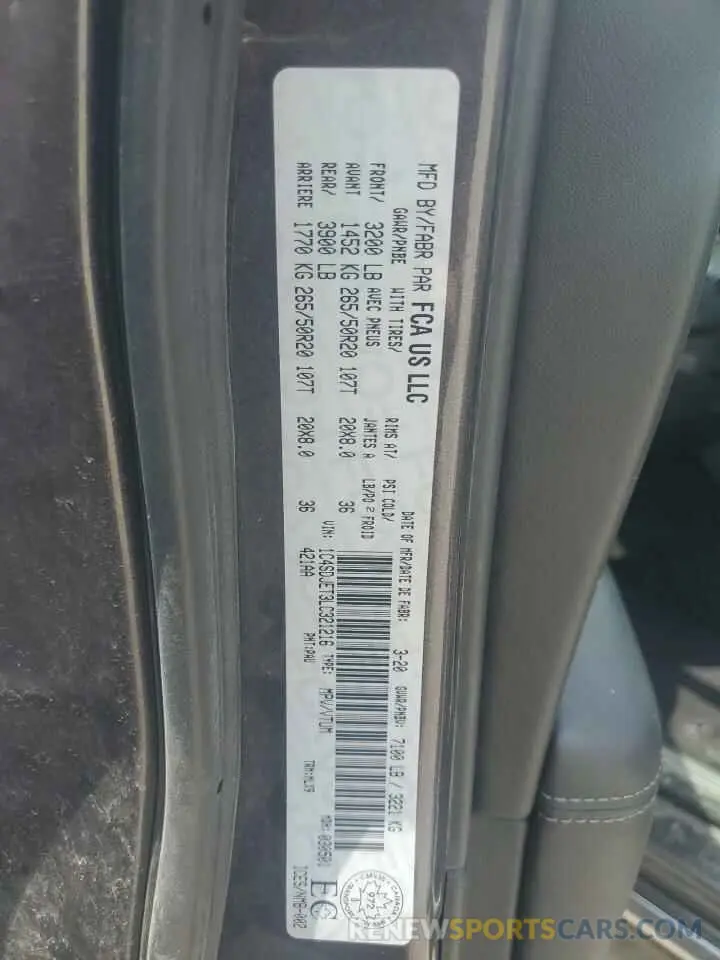 14 Фотография поврежденного автомобиля 1C4SDJET3LC321216 DODGE DURANGO 2020