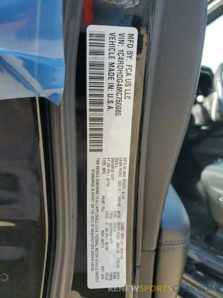 13 Фотография поврежденного автомобиля 1C4RDHDG4MC750085 DODGE DURANGO 2021