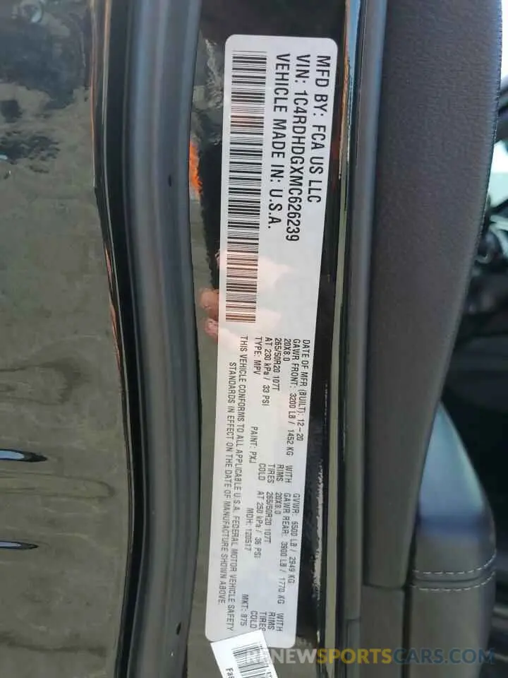 13 Photograph of a damaged car 1C4RDHDGXMC626239 DODGE DURANGO 2021