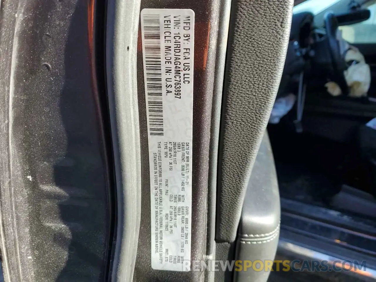 13 Фотография поврежденного автомобиля 1C4RDJAG4MC763897 DODGE DURANGO 2021