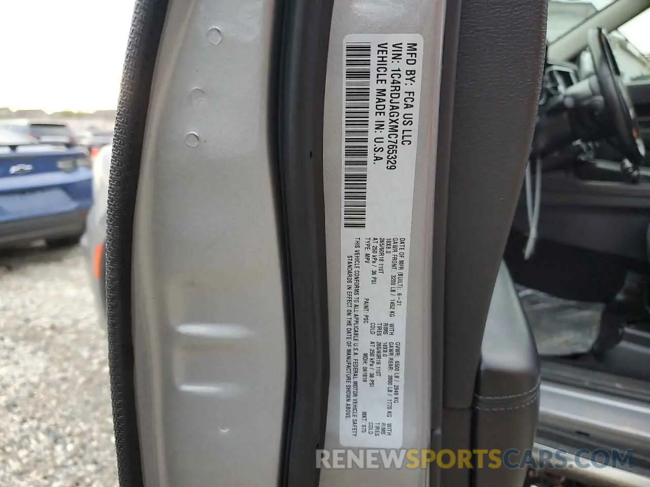 13 Фотография поврежденного автомобиля 1C4RDJAGXMC765329 DODGE DURANGO 2021
