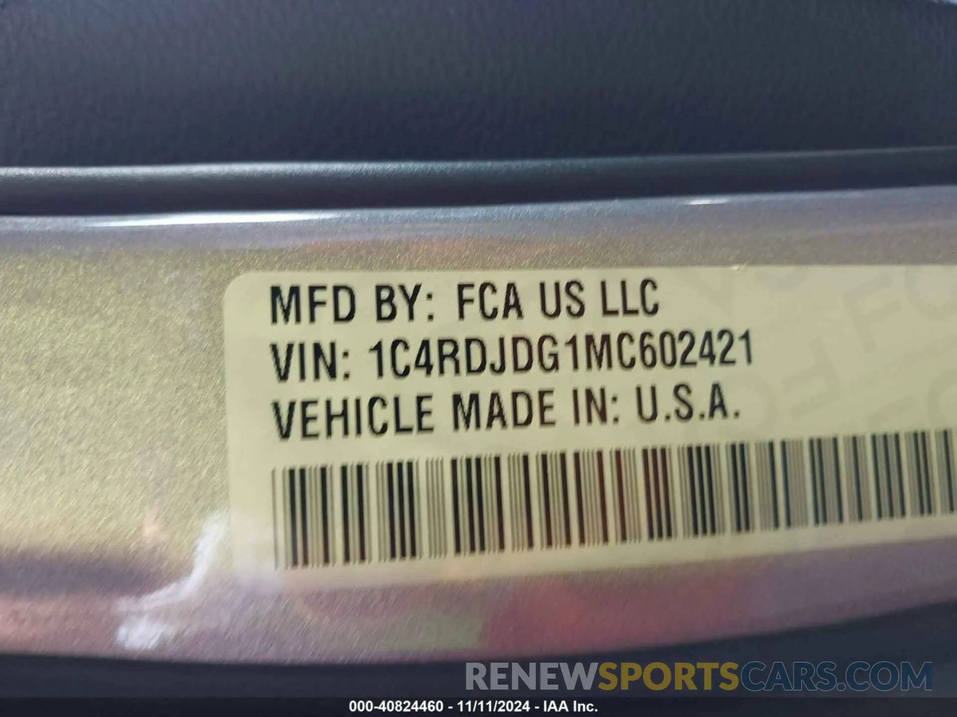 9 Photograph of a damaged car 1C4RDJDG1MC602421 DODGE DURANGO 2021