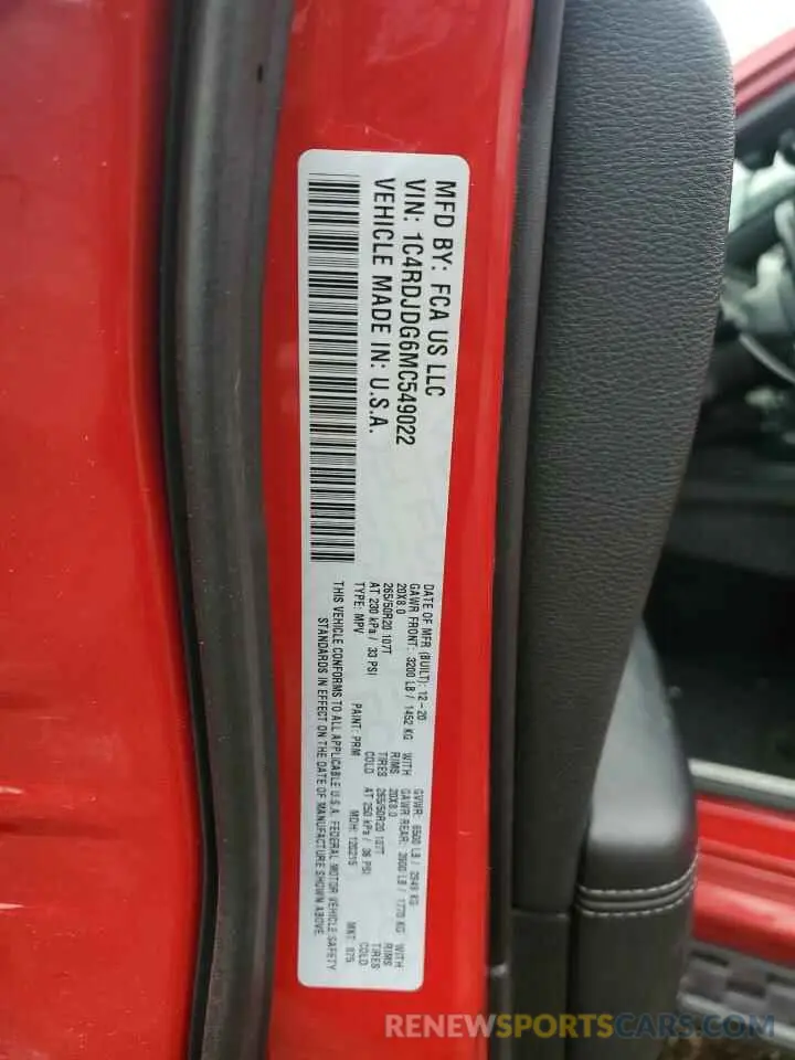 13 Фотография поврежденного автомобиля 1C4RDJDG6MC549022 DODGE DURANGO 2021