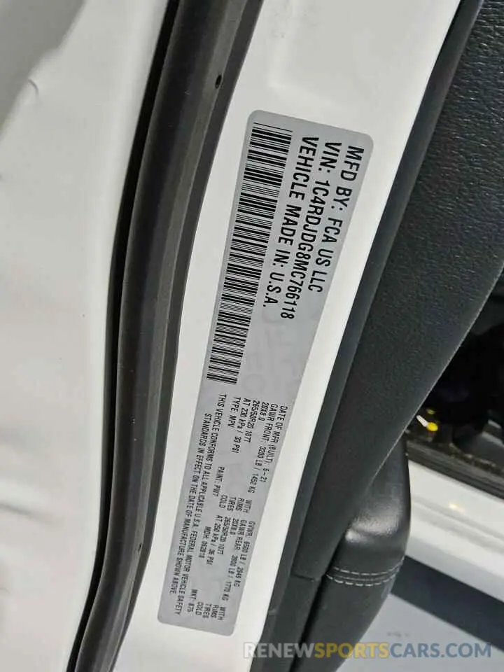 13 Фотография поврежденного автомобиля 1C4RDJDG8MC766118 DODGE DURANGO 2021